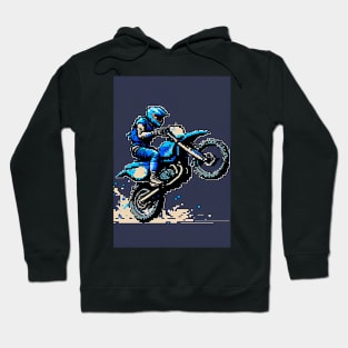 Dirt bike wheelie - blue pixel art style Hoodie